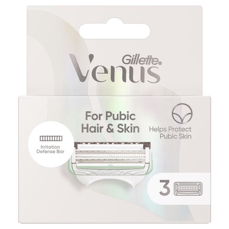 Gillette Venus Blade Refills For Pubic Hair & Skin 3 Pack front image on Livehealthy HK imported from Australia