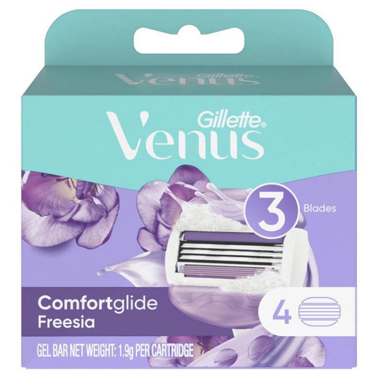 Gillette Venus Comfort Glide Freesia Blades 4 Pack front image on Livehealthy HK imported from Australia