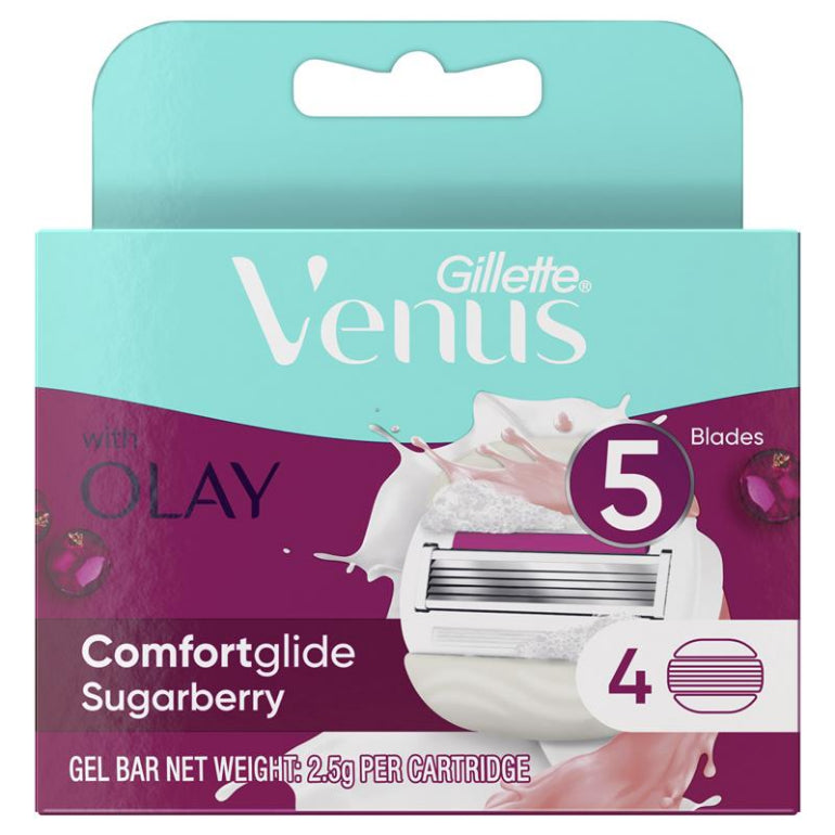 Gillette Venus Comfort Glide Sugarberry Blade Refills 4 Pack front image on Livehealthy HK imported from Australia