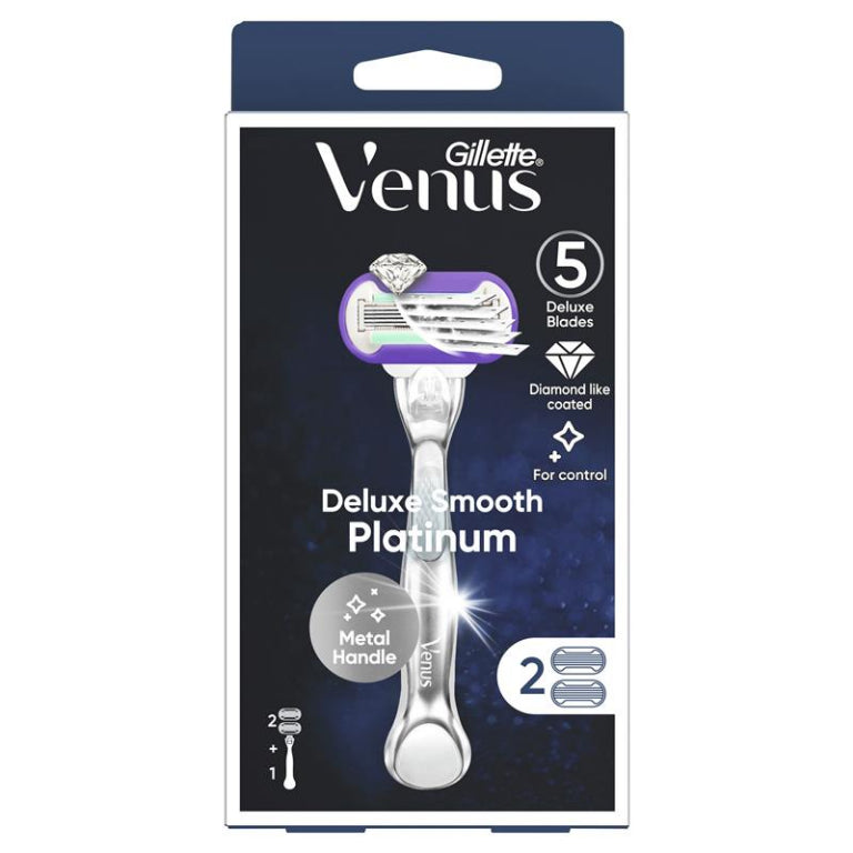 Gillette Venus Deluxe Smooth Platinum + 2 Blade Refills front image on Livehealthy HK imported from Australia