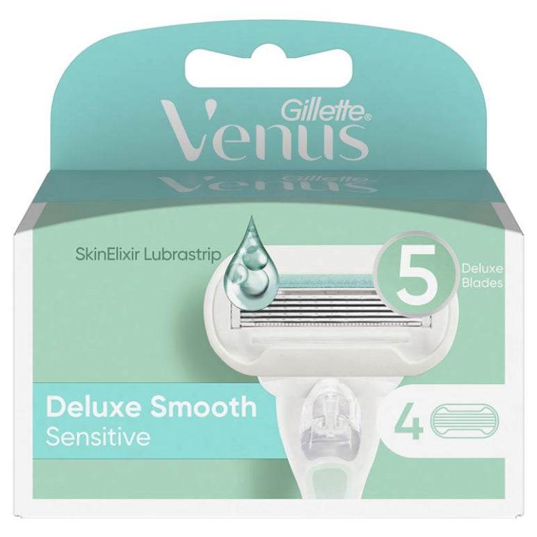 Gillette Venus Deluxe Smooth Sensitive Blade Refills 4 Pack front image on Livehealthy HK imported from Australia