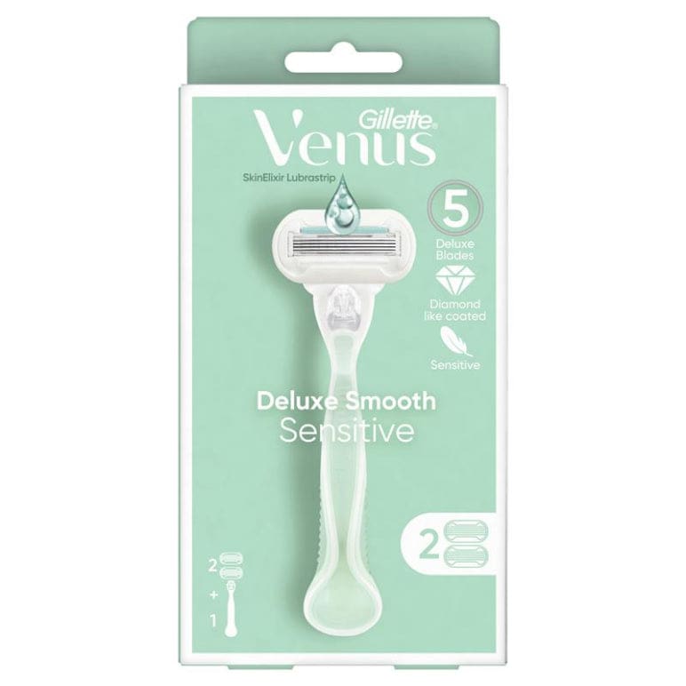 Gillette Venus Deluxe Smooth Sensitive Razor Handle + 2 Blade Refills front image on Livehealthy HK imported from Australia