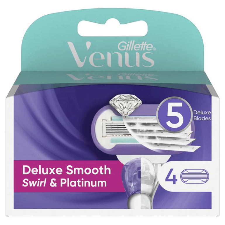 Gillette Venus Deluxe Smooth Swirl Blade Refills 4 Pack front image on Livehealthy HK imported from Australia