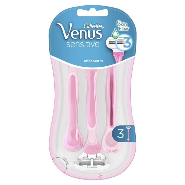 Gillette Venus Sensitive Disposable Razors 3 Pack front image on Livehealthy HK imported from Australia