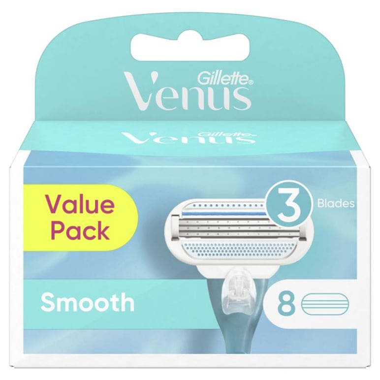 Gillette Venus Smooth Value Pack Razor Blade Refills 8 Pack front image on Livehealthy HK imported from Australia