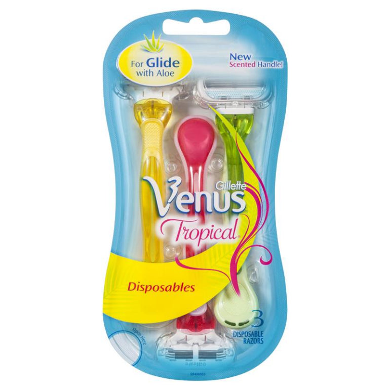 Gillette Venus Tropical Disposable 3 Pack front image on Livehealthy HK imported from Australia