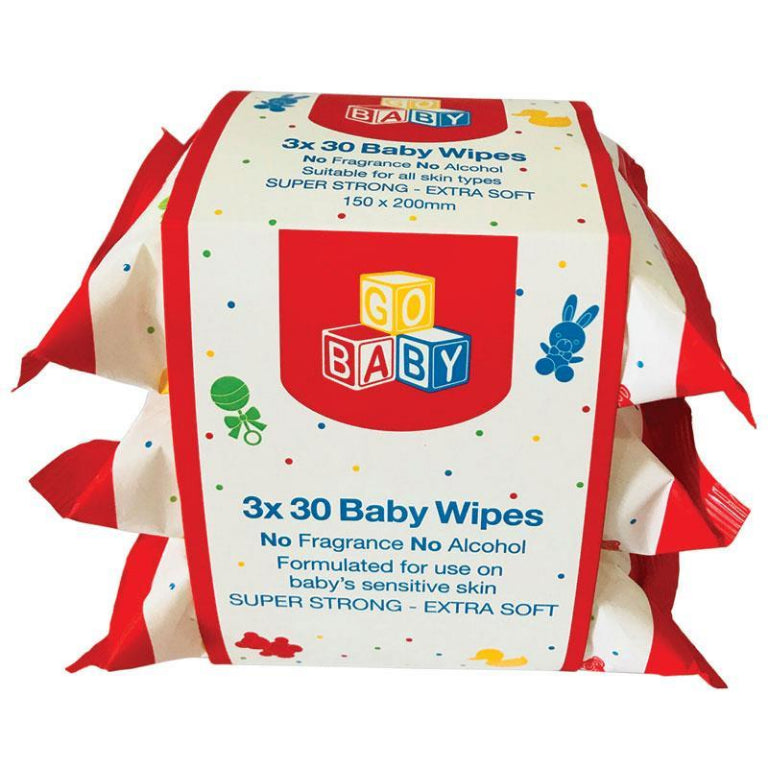 Go Baby Baby Wipes 3x30 Pack front image on Livehealthy HK imported from Australia
