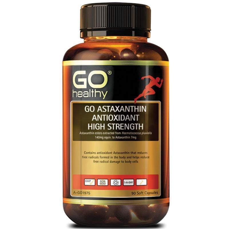 GO Healthy Astaxanthin Antioxidant High Strength 90 Soft Capsules front image on Livehealthy HK imported from Australia