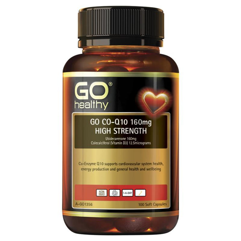 GO Healthy CoQ10 160mg 100 Softgel Capsules front image on Livehealthy HK imported from Australia