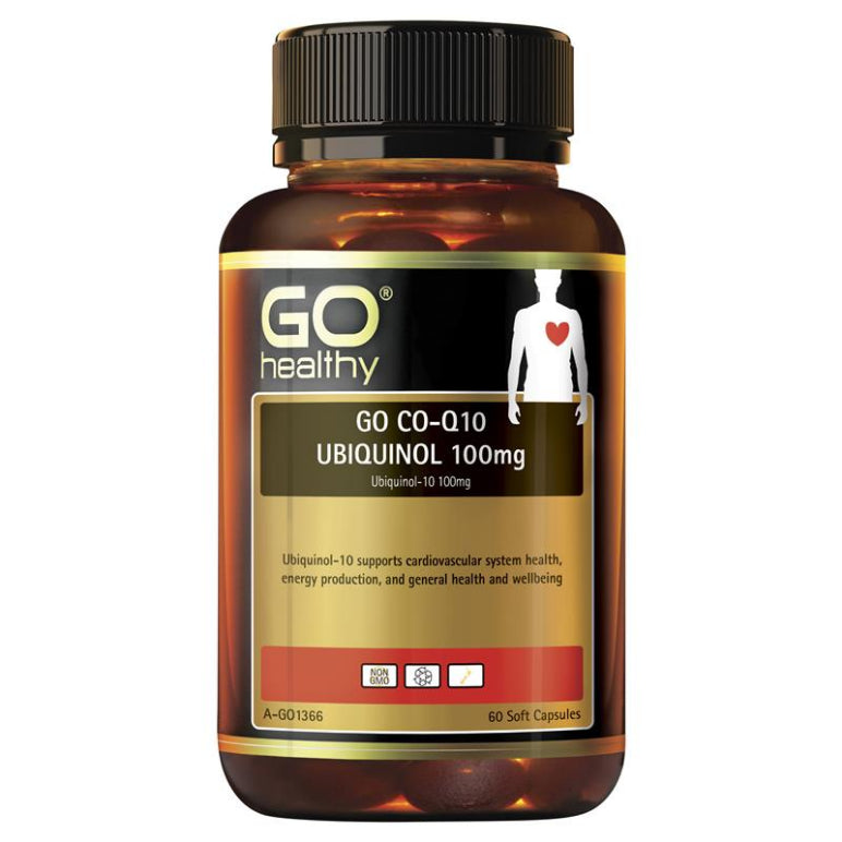 GO Healthy CoQ10 Ubiquinol 100mg 60 Capsules front image on Livehealthy HK imported from Australia