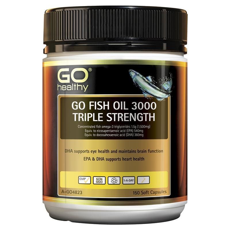 GO Healthy Fish 3000 Triple Strength Softgel 150 Capsules front image on Livehealthy HK imported from Australia
