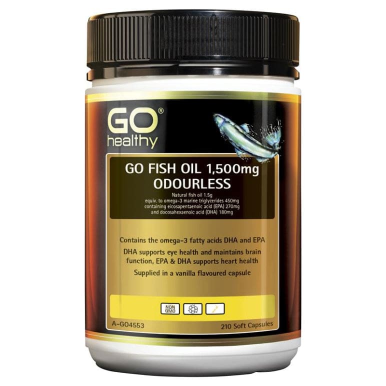 GO Healthy Fish Oil 1500mg Odourless 210 Capsules front image on Livehealthy HK imported from Australia