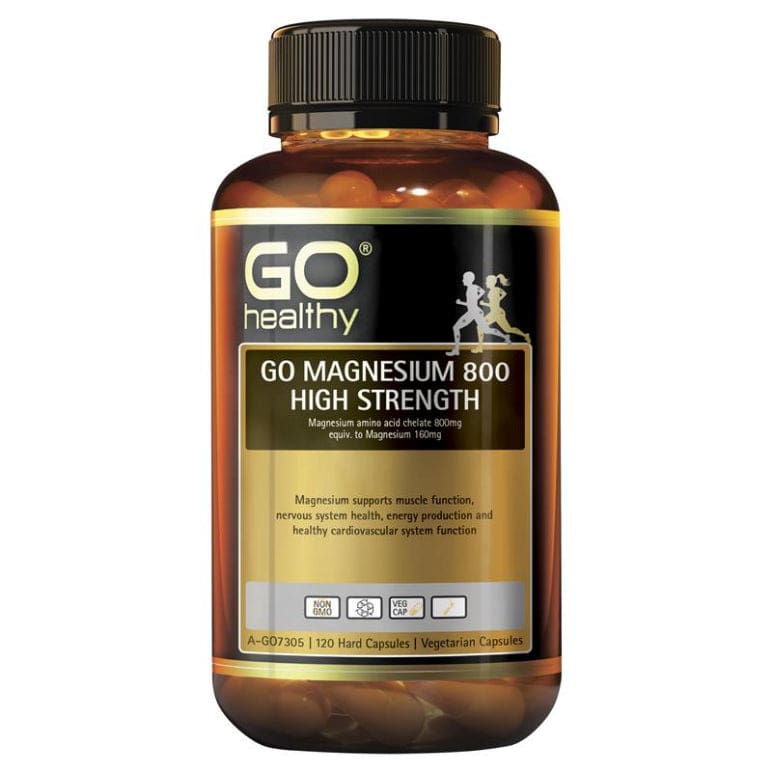 GO Healthy Magnesium 800 120 Vege Capsules front image on Livehealthy HK imported from Australia
