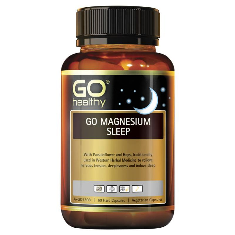 GO Healthy Magnesium Sleep 60 Vege Capsules front image on Livehealthy HK imported from Australia