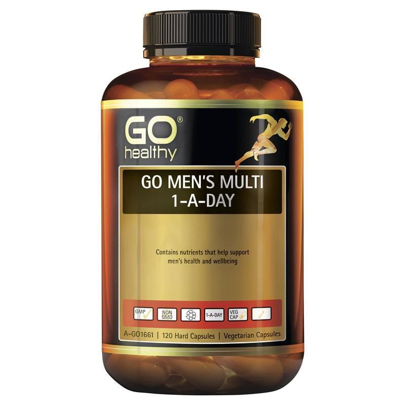Go Healthy Mens Multi 1-A-Day 120 Vege Capsules front image on Livehealthy HK imported from Australia