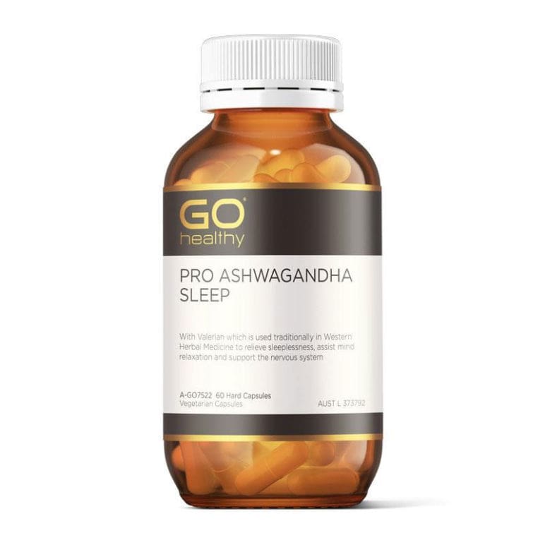 GO Healthy Pro Ashwagandha Sleep 60 Vege Capsules front image on Livehealthy HK imported from Australia