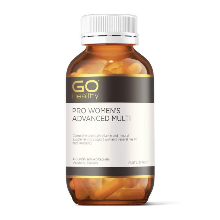 GO Healthy Pro Women's Advanced Multi 60 Vege Capsules front image on Livehealthy HK imported from Australia