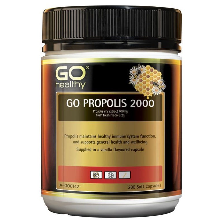 GO Healthy Propolis 2000mg 200 Capsules front image on Livehealthy HK imported from Australia