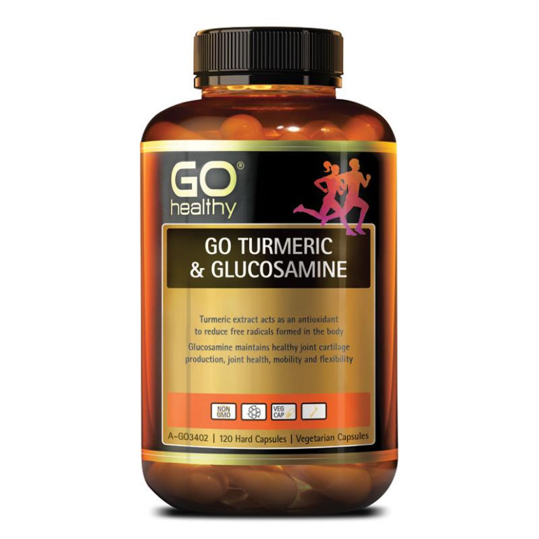 GO Healthy Turmeric & Glucosamine 120 Vege Capsules New front image on Livehealthy HK imported from Australia