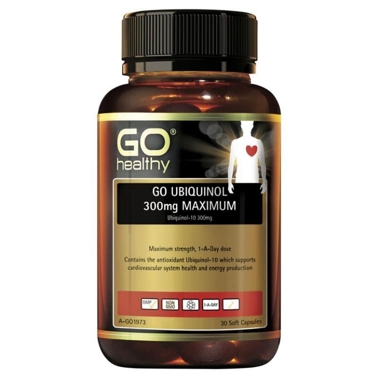 Go Healthy Ubiquinol 300mg Maximum 30 Soft Capsules front image on Livehealthy HK imported from Australia