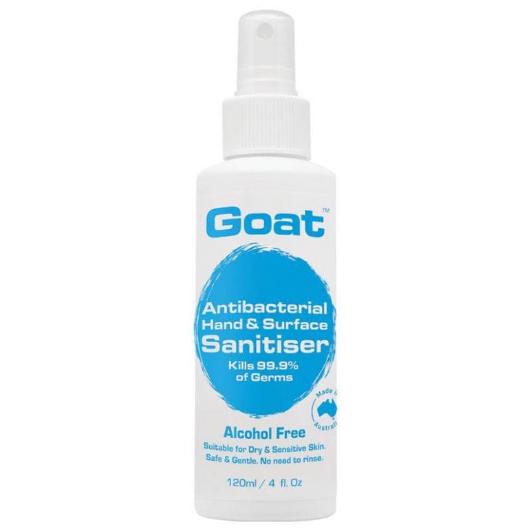 Goat Antibacterial Hand & Surface Sanitiser Spray 120ml front image on Livehealthy HK imported from Australia