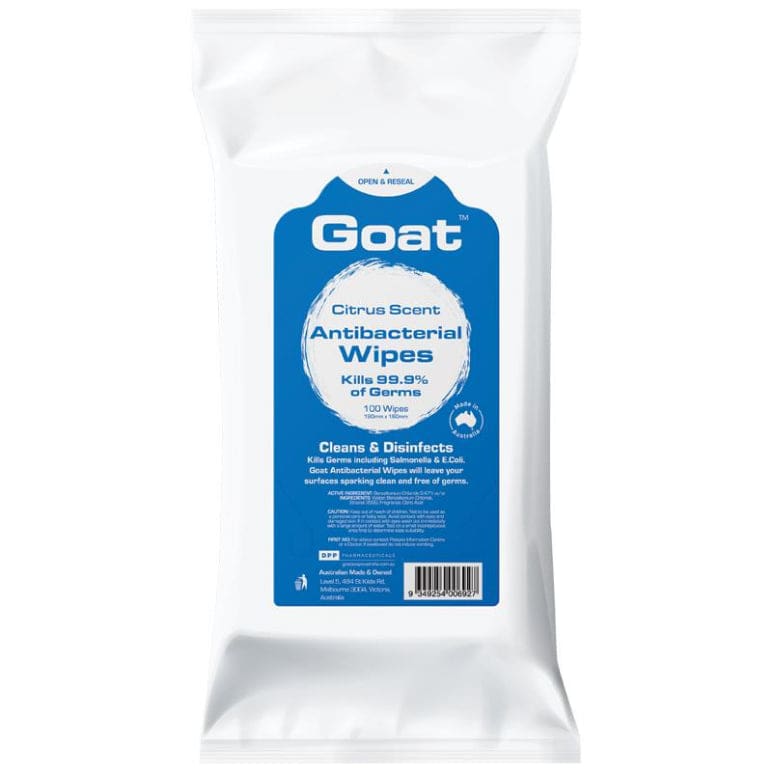Goat Antibacterial Surface Wipes 100 Pack front image on Livehealthy HK imported from Australia
