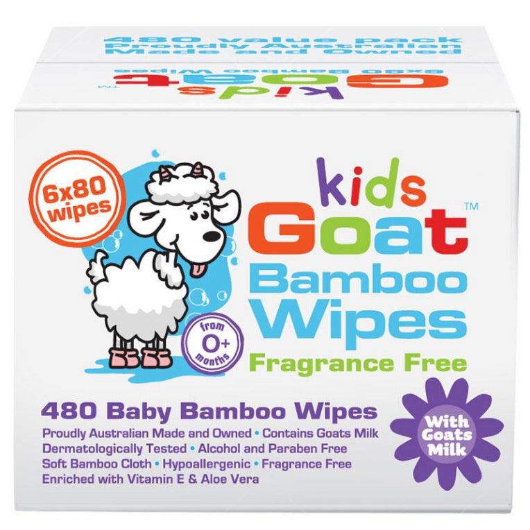 Goat Bamboo Wet Wipes 480 Pack front image on Livehealthy HK imported from Australia