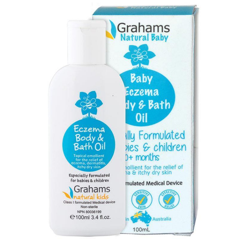 Grahams Natural Baby Eczema Body and Bath Oil 100ml front image on Livehealthy HK imported from Australia