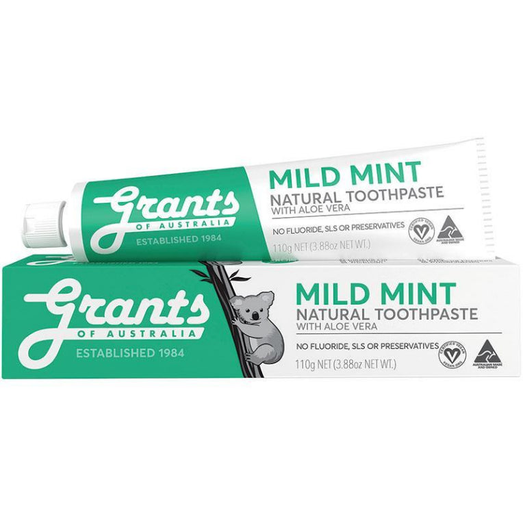 Grants of Australia Toothpaste Mild Mint with Aloe Vera 110g front image on Livehealthy HK imported from Australia