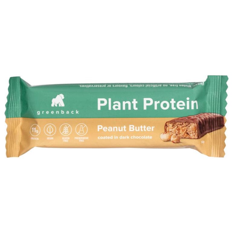 Greenback Plant Protein Bar Peanut Butter 50g front image on Livehealthy HK imported from Australia