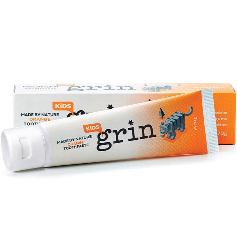 Grin Kids Toothpaste Natural Orange 70g front image on Livehealthy HK imported from Australia