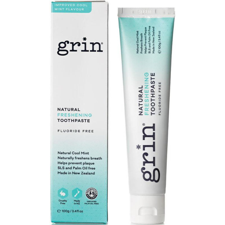 Grin Toothpaste Natural Freshening 100g front image on Livehealthy HK imported from Australia