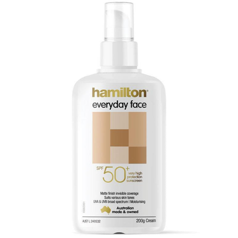 Hamilton SPF 50+ Everyday Face 200ml front image on Livehealthy HK imported from Australia