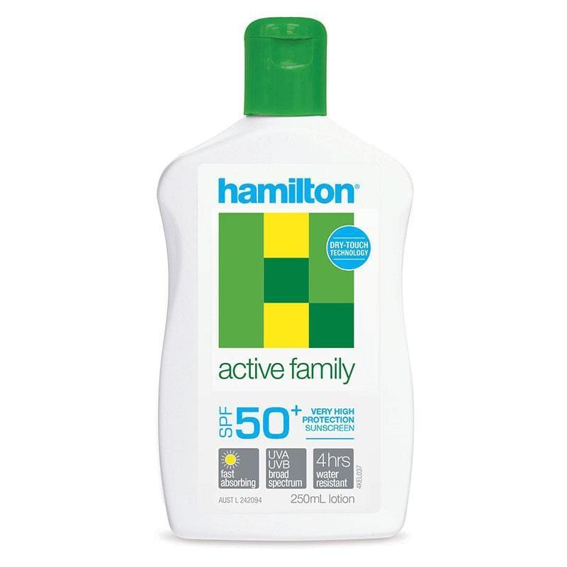 Hamilton Sun SPF 50+ Active Family Lotion 250ml front image on Livehealthy HK imported from Australia