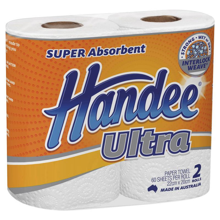 Handee Ultra Towel White 2 Pack front image on Livehealthy HK imported from Australia