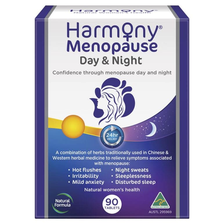 Harmony Menopause Day & Night 90 Tablets front image on Livehealthy HK imported from Australia