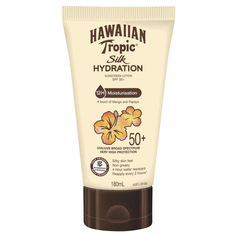 Hawaiian Tropic Silk Hydration Lotion 50+ 180ml front image on Livehealthy HK imported from Australia