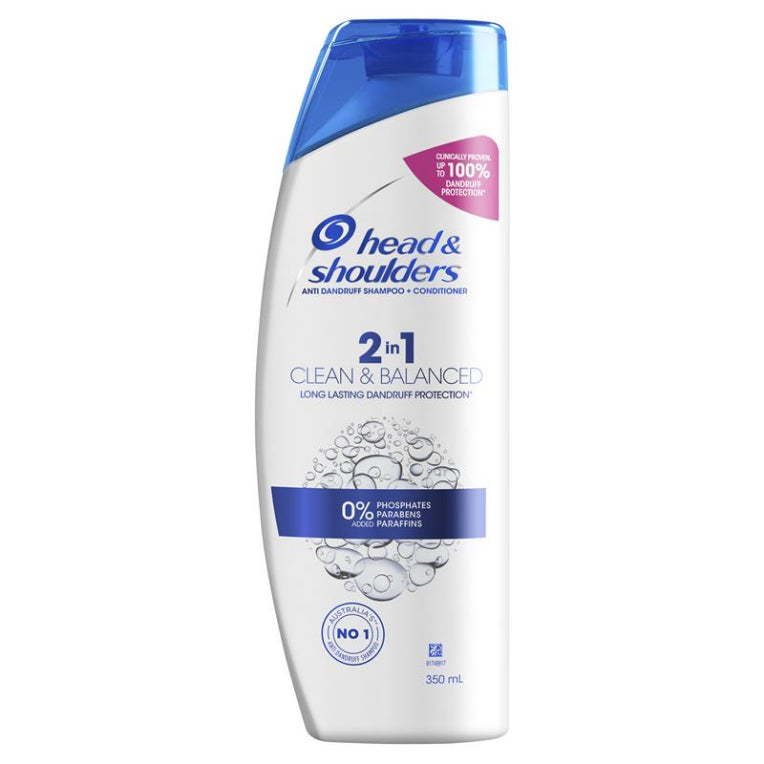 Head & Shoulders Clean & Balanced 2in1 Shampoo & Conditioner 350ml front image on Livehealthy HK imported from Australia
