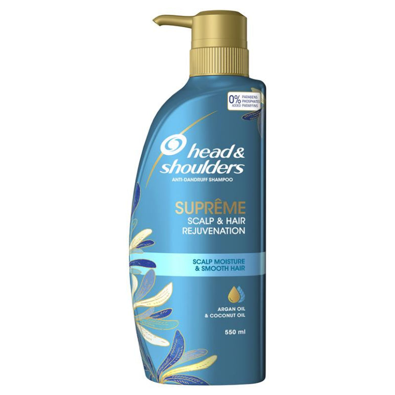 Head & Shoulders Supreme Moisture & Smooth Hair Anti Dandruff Shampoo 550ml front image on Livehealthy HK imported from Australia