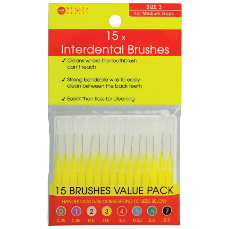 Health & Beauty Interdental Brushes 15 Pieces Size 3 front image on Livehealthy HK imported from Australia
