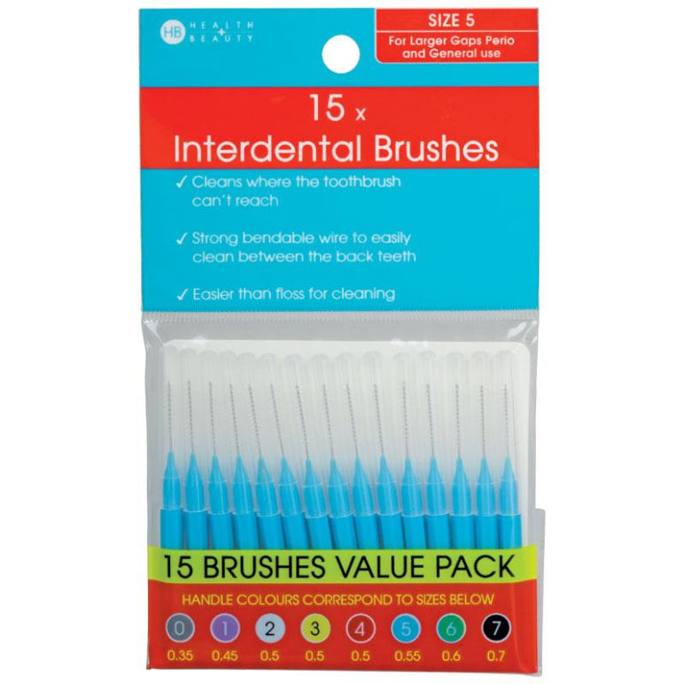 Health & Beauty Interdental Brushes 15 Pieces Size 5 front image on Livehealthy HK imported from Australia