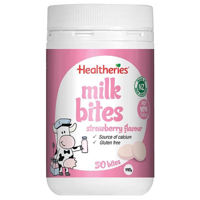 Healtheries Milk Bites Strawberry 50 Bites 190g front image on Livehealthy HK imported from Australia