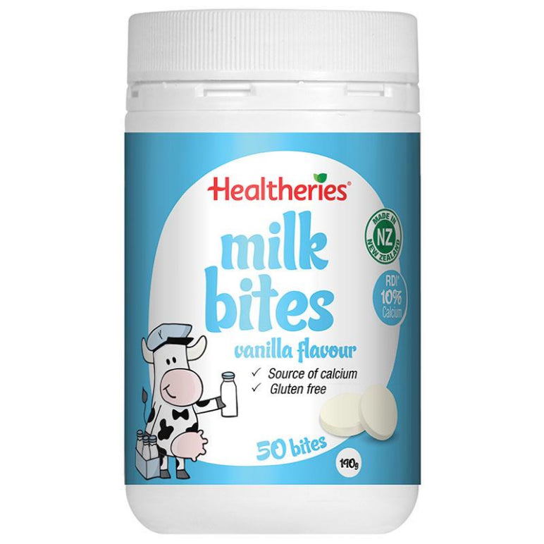 Healtheries Milk Bites Vanilla 50 Bites 190g front image on Livehealthy HK imported from Australia