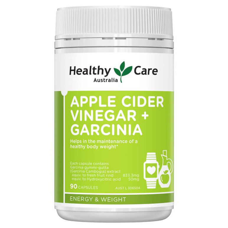 Healthy Care Apple Cider Vinegar + Garcinia 90 Capsules front image on Livehealthy HK imported from Australia