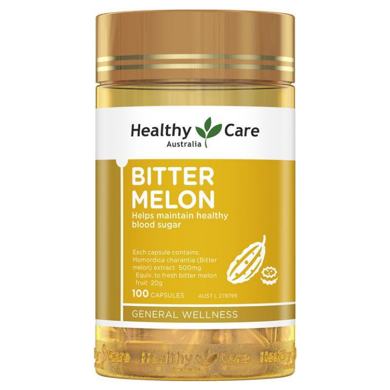 Healthy Care Bitter Melon 100 Capsules front image on Livehealthy HK imported from Australia