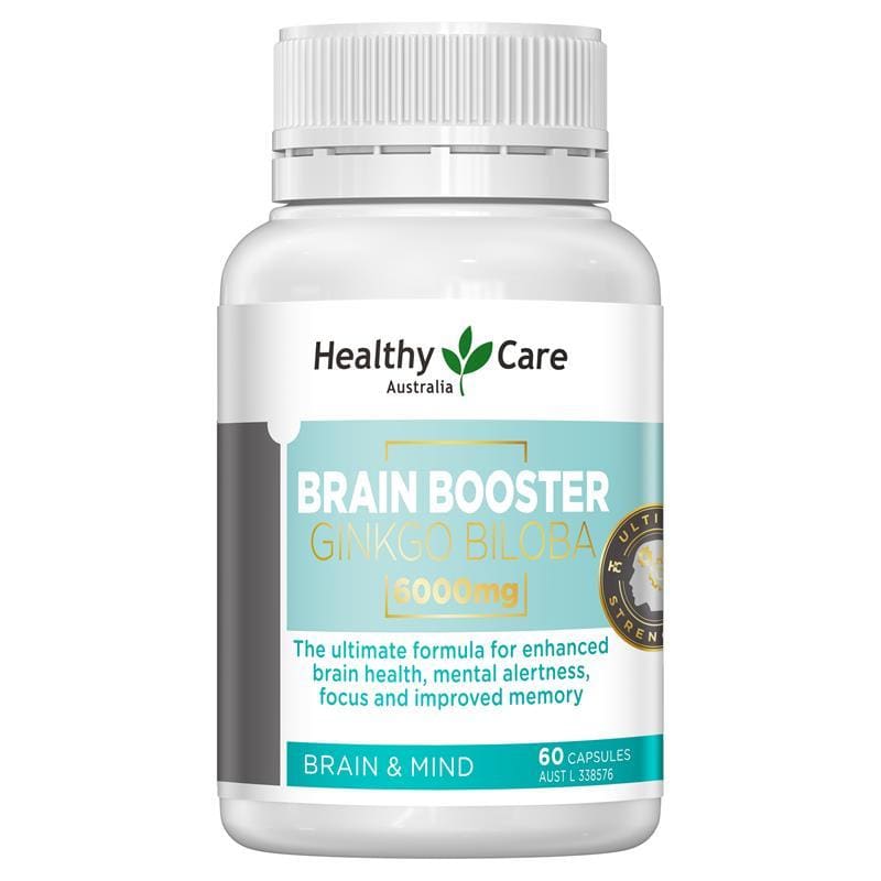 Healthy Care Brain Booster Ginkgo Biloba 6000mg 60 Capsules front image on Livehealthy HK imported from Australia