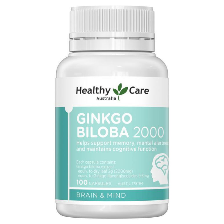 Healthy Care Ginkgo Biloba 2000 100 Capsules front image on Livehealthy HK imported from Australia