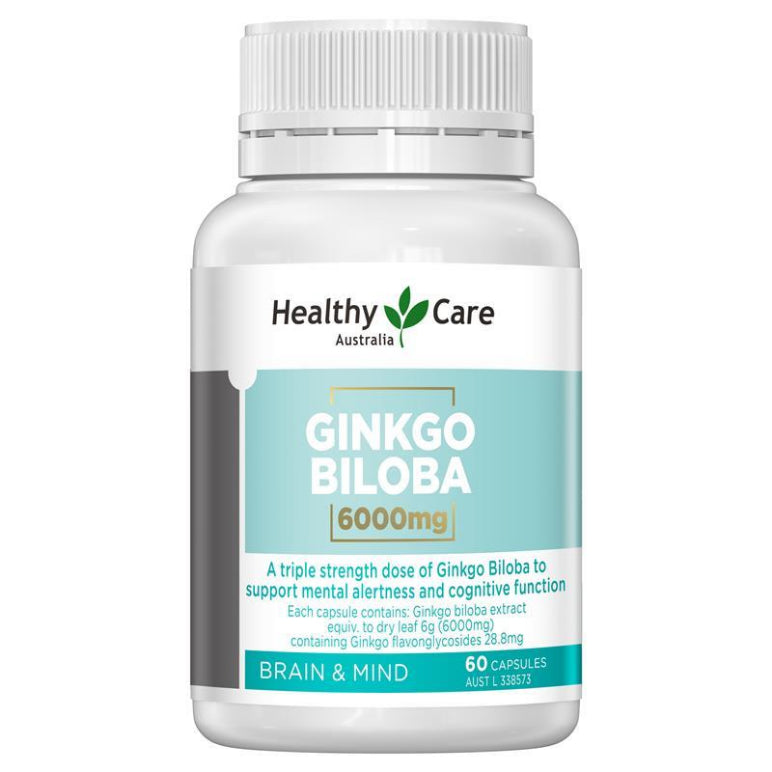 Healthy Care Ginkgo Biloba 6000mg 60 Capsules front image on Livehealthy HK imported from Australia