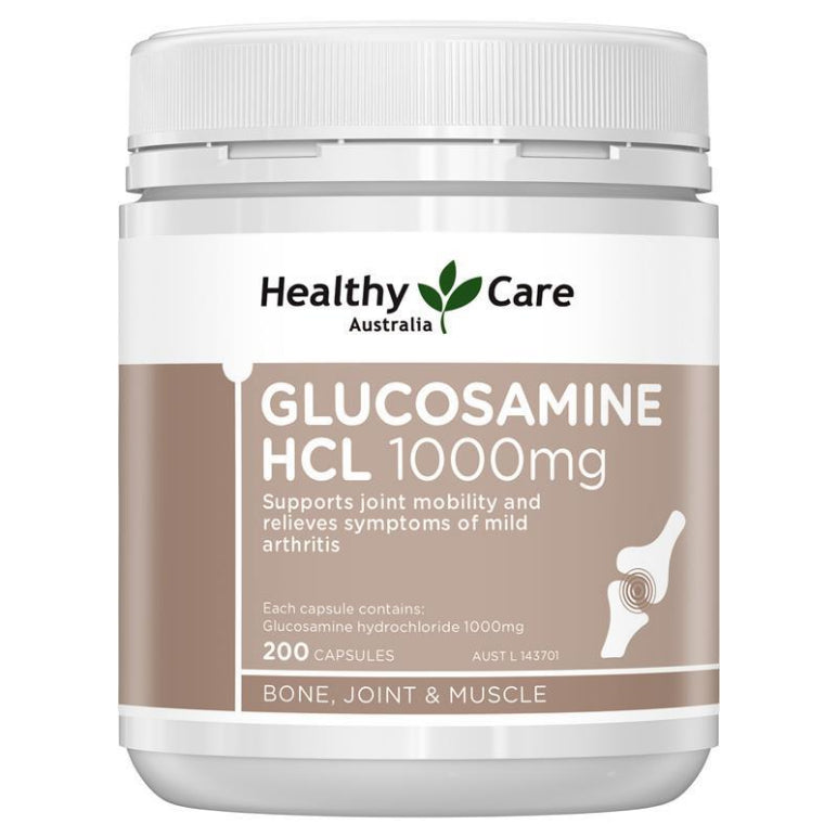 Healthy Care Glucosamine HCL 1000mg 200 Capsules front image on Livehealthy HK imported from Australia