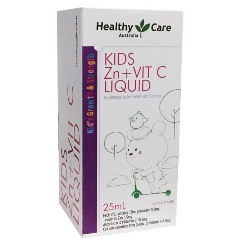 Healthy Care Kids Zinc + Vitamin C Liquid 25ml front image on Livehealthy HK imported from Australia